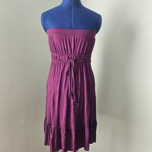 Zenana Outfitters Strapless Raspberry-Purple Tube Dress with Waist Tie